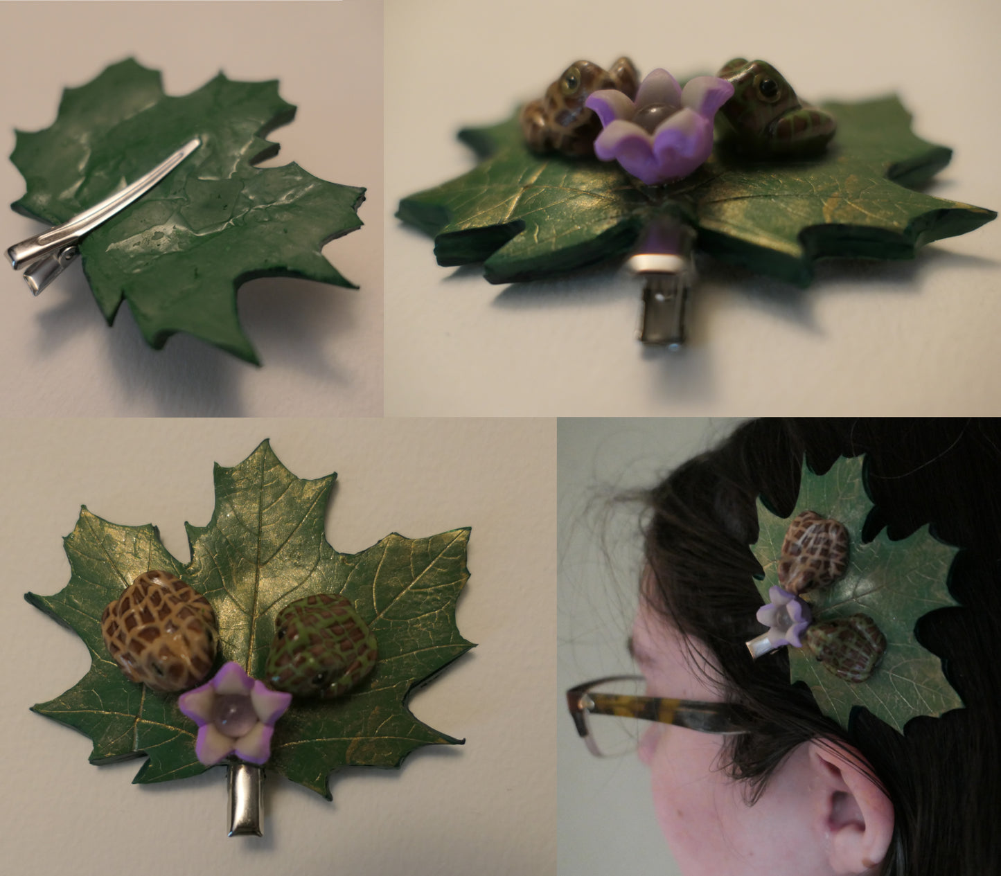Frog Maple Leaf Brooch